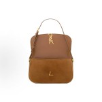 SAINT LAURENT YSL SOLFERINO distressed bronze metal accessory shoulder bag, medium size for women in brown